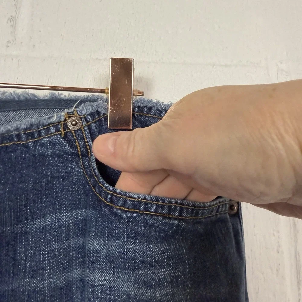 VTG Abercrombie Fitch Low‎ Rise Jeans Raw Waist Flare Button Fly Hippie Indie 12